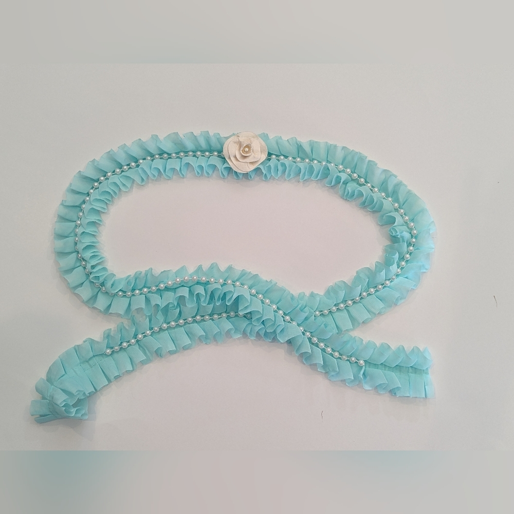 Something Blue bridal Belt sash pearl floral chiffon ruffle maternity photo etsy